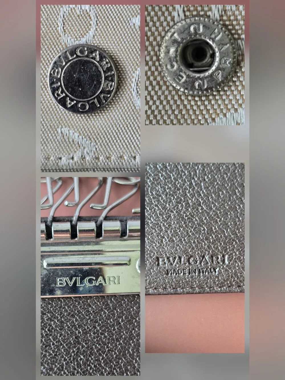 🔑BVLGARI Logo Mania Denim Canvas Beige 6 Key Holder